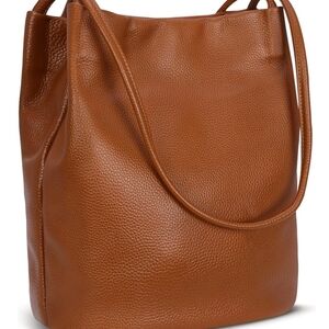 Iswee Genuine Leather Tote Bucket Bags Hobo Shoulder Bags Purse and Handbags
